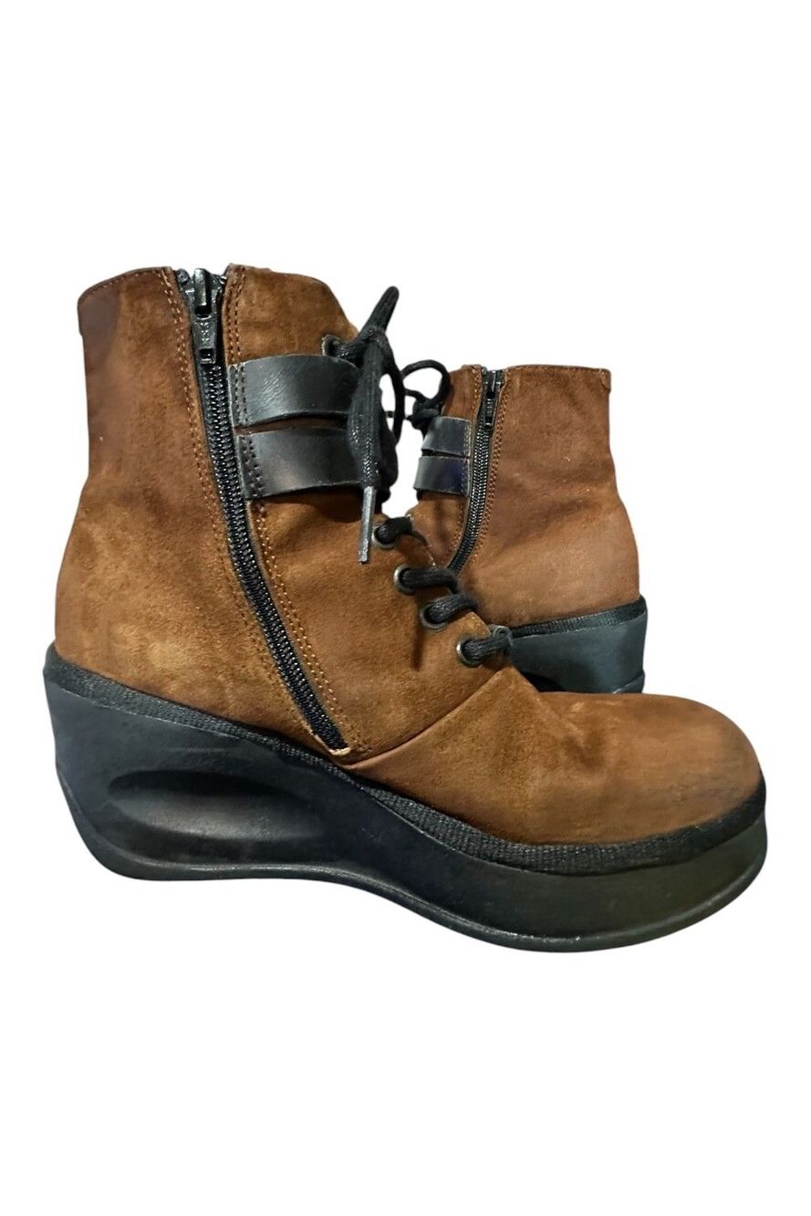 Fly London JABI070Fly Brown Leather Wedge Boots Side Zip EUR 38 US 7.5 Buckle - Picture 9 of 10